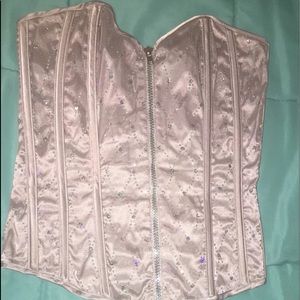 Lovers Lane Silver Sequined Lacey Corset Sz: 34